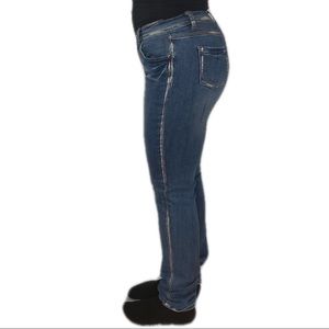 🥳3FOR30 NWOT Cartise size 8 blue jeans with silver chrome brushed design
